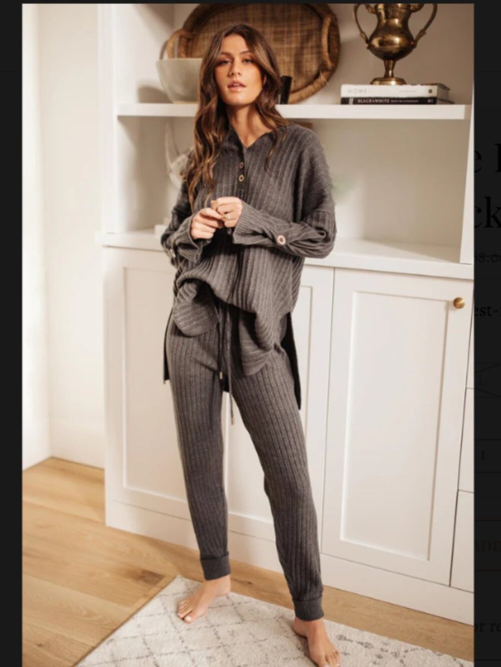 FREE PEOPLE Around The Clock SET Ribbed Knit Tunic Jogger SMALL